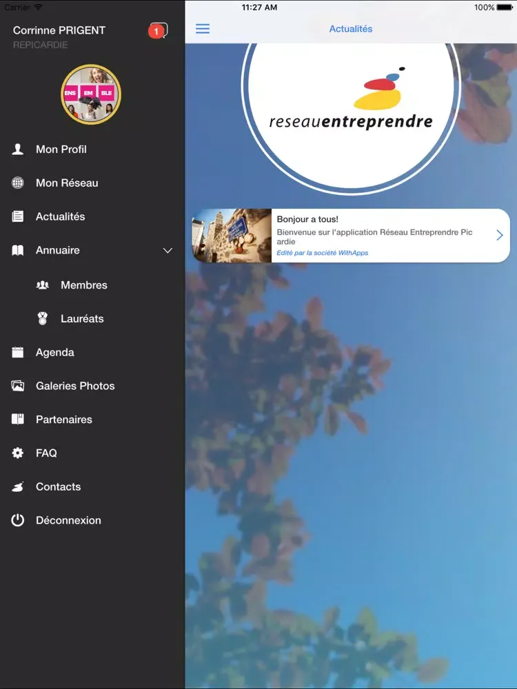 Ảnh chụp màn hình của reseau entreprendre picardie iPad 