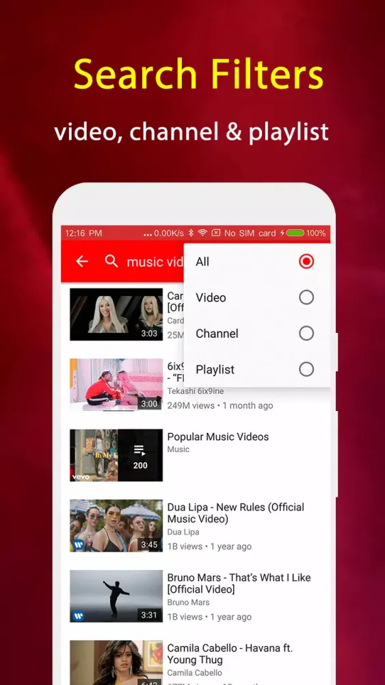 Tangkapan layar Video Tube Player
