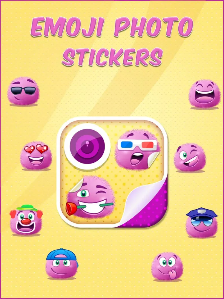 Emoji Stickers Photo: Cute Sticker & Pink Emoticon iPad  स्क्रीनशॉट