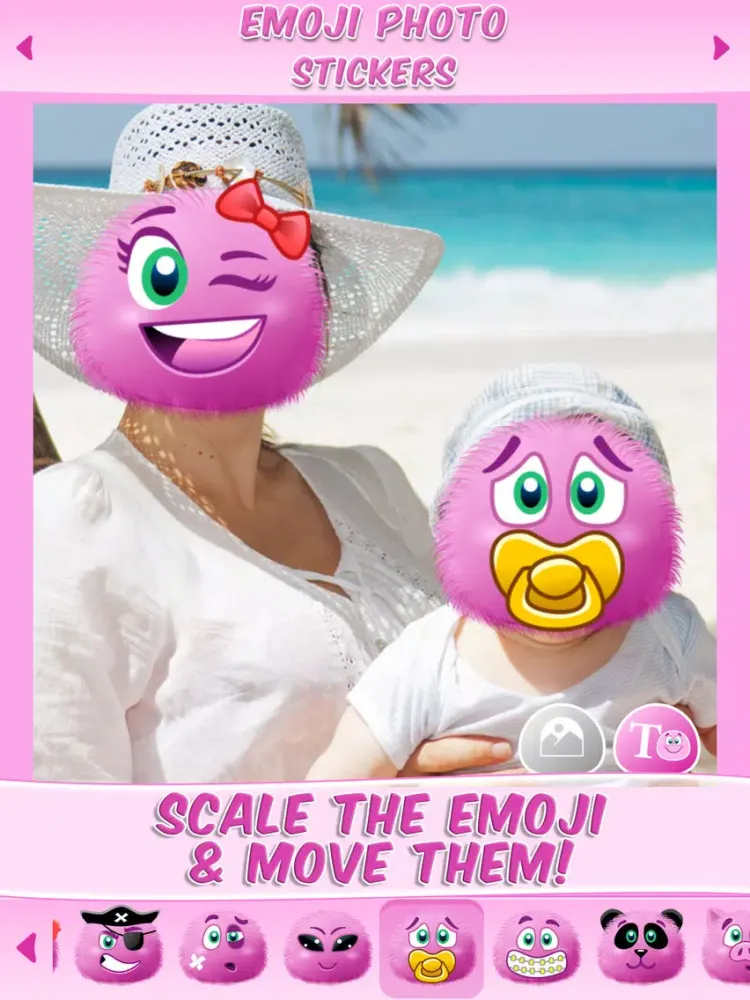 Emoji Stickers Photo: Cute Sticker & Pink Emoticon iPad  स्क्रीनशॉट