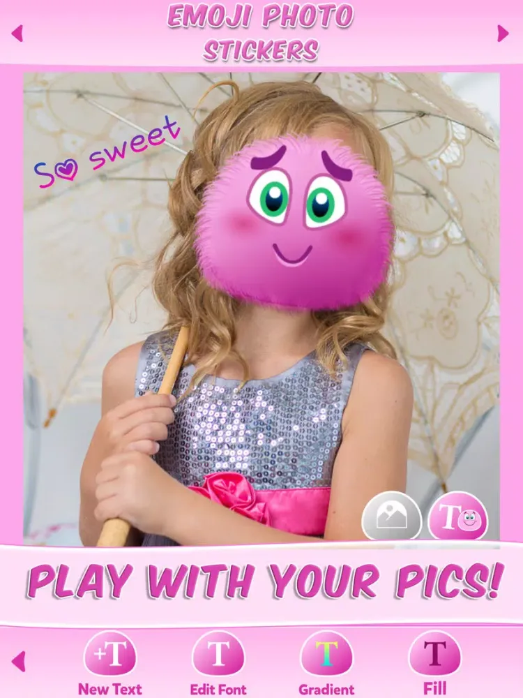 Emoji Stickers Photo: Cute Sticker & Pink Emoticon iPad  स्क्रीनशॉट