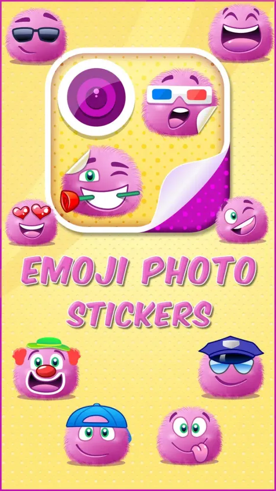 Emoji Stickers Photo: Cute Sticker & Pink Emoticon स्क्रीनशॉट