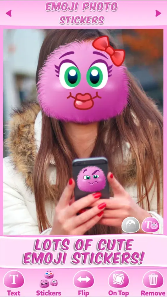 Emoji Stickers Photo: Cute Sticker & Pink Emoticon स्क्रीनशॉट
