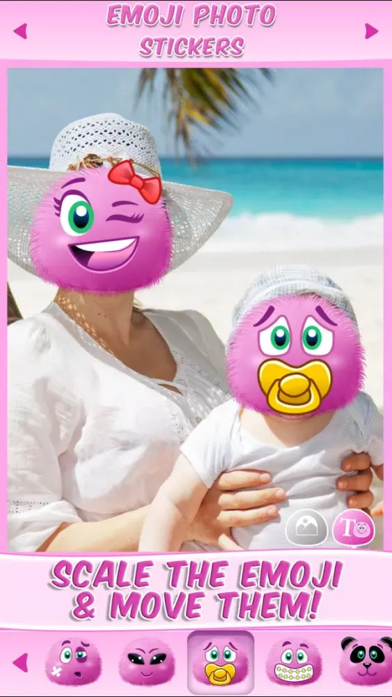 Emoji Stickers Photo: Cute Sticker & Pink Emoticon स्क्रीनशॉट