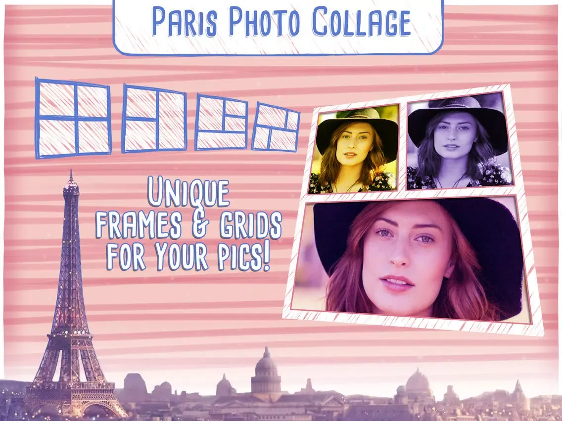 Paris Photo Collage Maker with Cute Frames iPad  Screenshots
