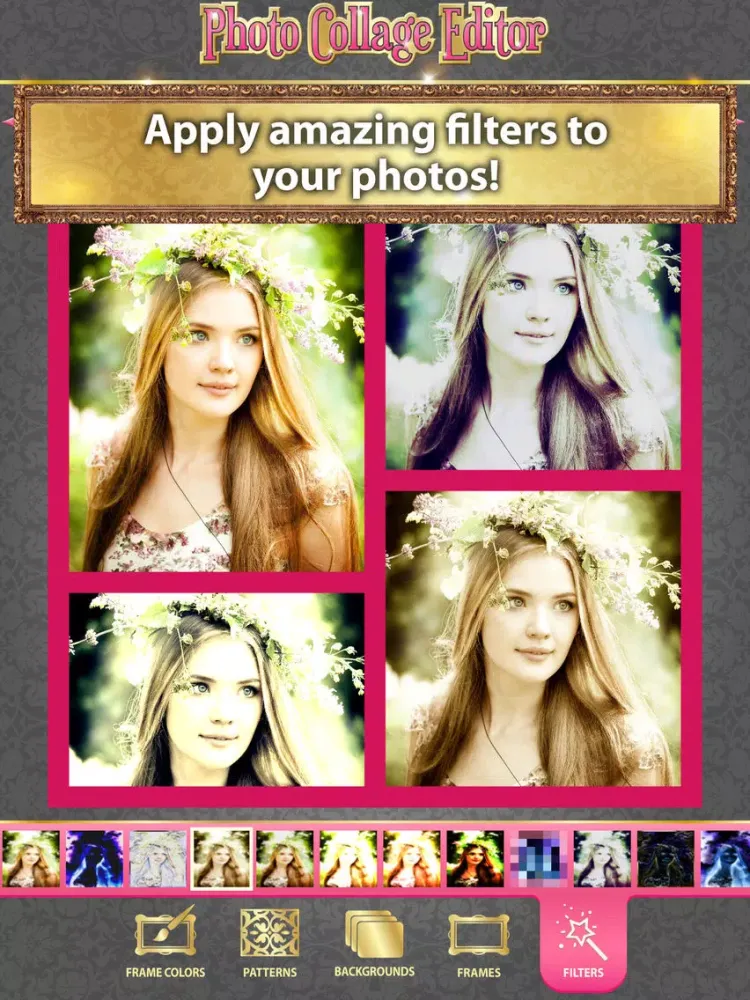 تصاویر Photo Collage Editor - Retouch & Stitch Pics in Girly Grid Layouts with Borders iPad 