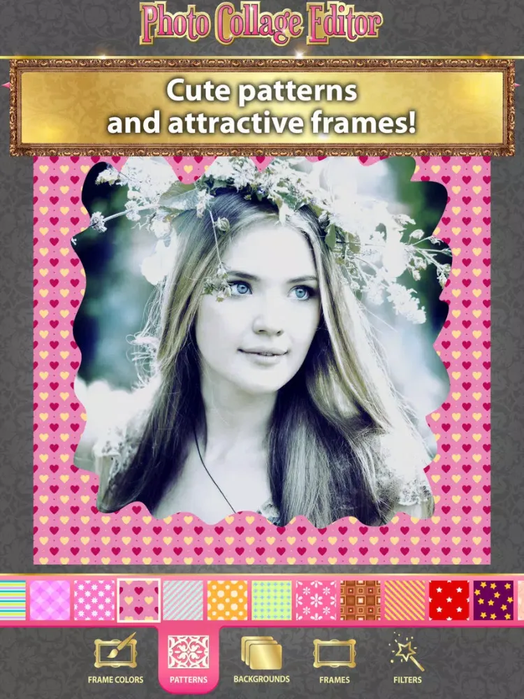 تصاویر Photo Collage Editor - Retouch & Stitch Pics in Girly Grid Layouts with Borders iPad 