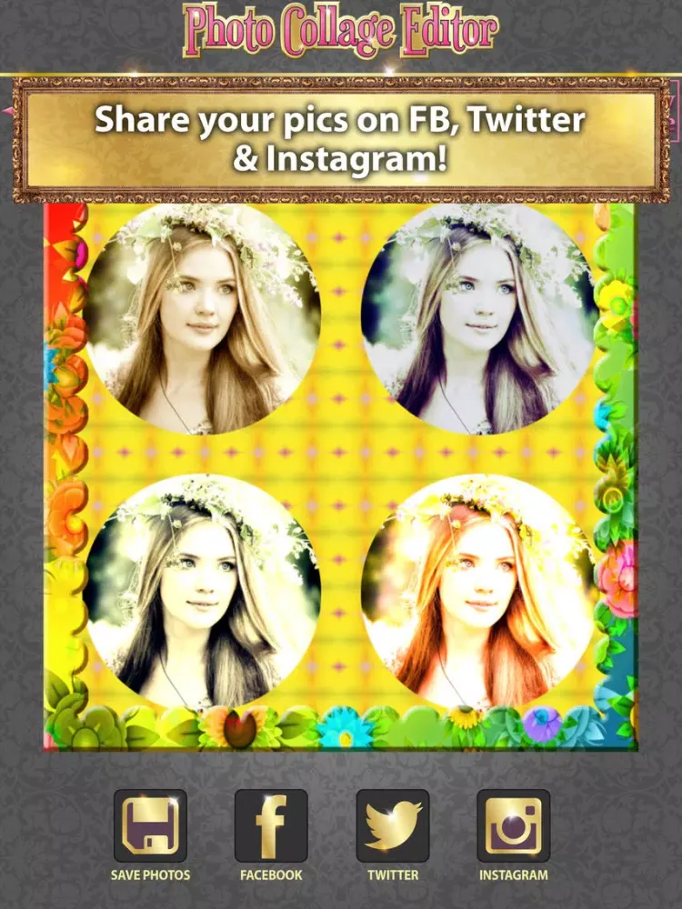 تصاویر Photo Collage Editor - Retouch & Stitch Pics in Girly Grid Layouts with Borders iPad 