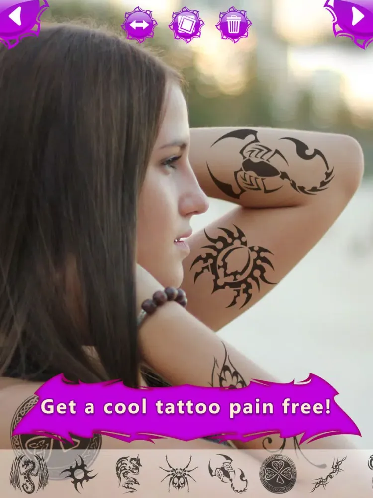 Tangkapan layar Tattoo Maker Photo Booth - A Catalog with awesome Fake Ink Designs iPad 