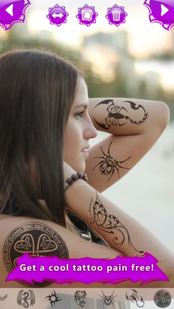 Tangkapan layar Tattoo Maker Photo Booth - A Catalog with awesome Fake Ink Designs