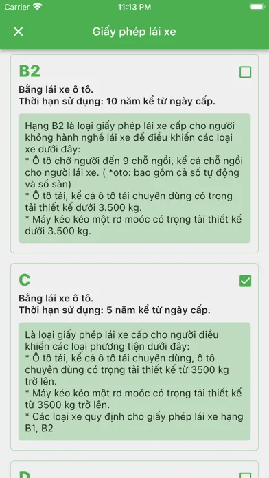 Capturas de tela do Ôn thi bằng lái