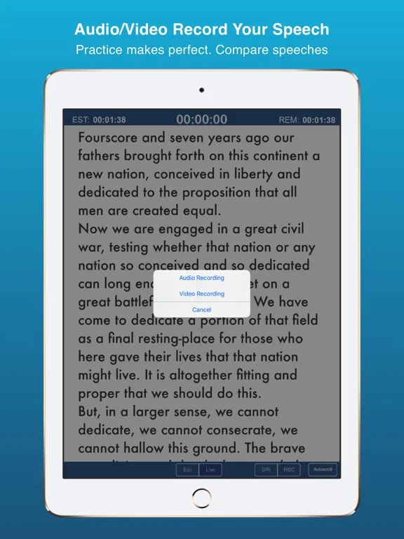 Ảnh chụp màn hình của Public Speaking Teleprompter iPad 