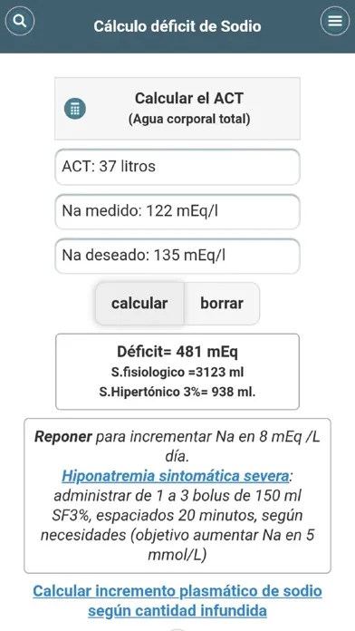 Tangkapan skrin Critical Care Calculator