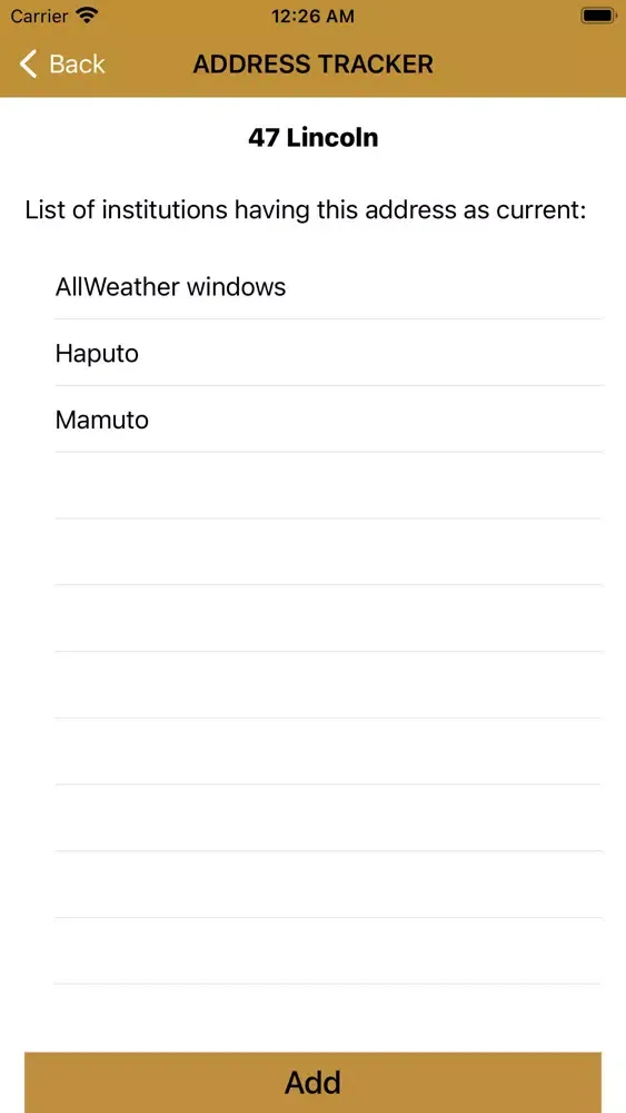 Address Tracker Screenshots