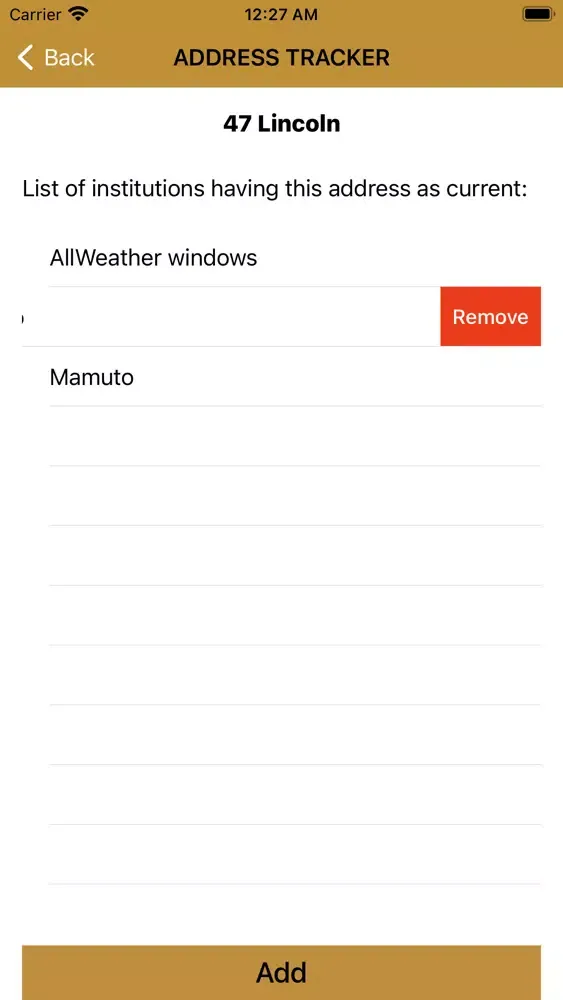 Address Tracker Screenshots
