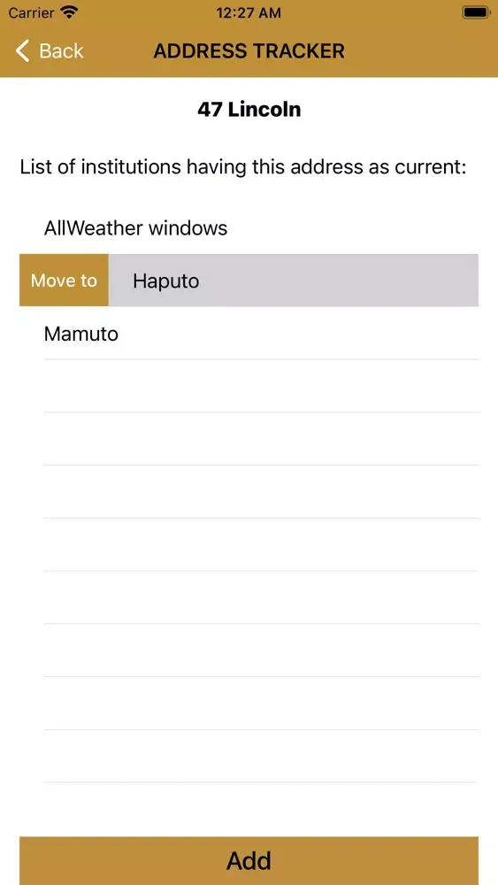 Address Tracker Screenshots