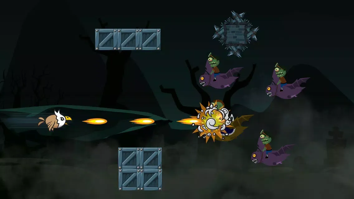 Tangkapan skrin Avians vs. Zombie-s – Ghost Birds Flying on the Graveyard of the Un-Dead