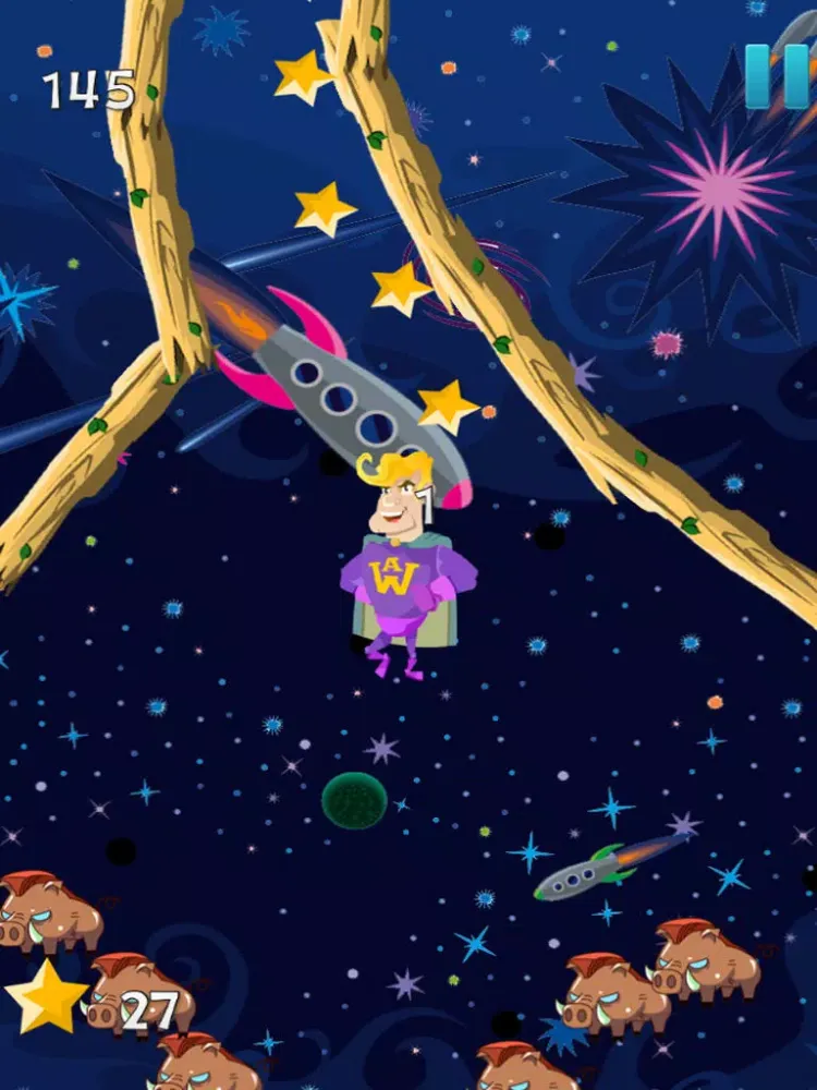 Capturas de pantalla de A super-hero in space – action jumping game from another galaxy with heroes iPad 