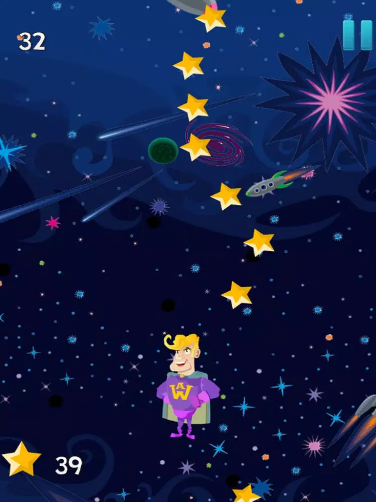 Capturas de pantalla de A super-hero in space – action jumping game from another galaxy with heroes iPad 