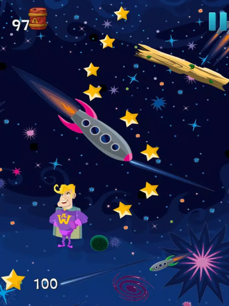 Capturas de pantalla de A super-hero in space – action jumping game from another galaxy with heroes iPad 