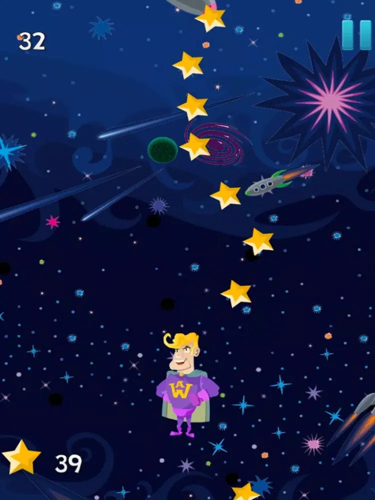 Capturas de pantalla de A super-hero in space – action jumping game from another galaxy with heroes iPad 