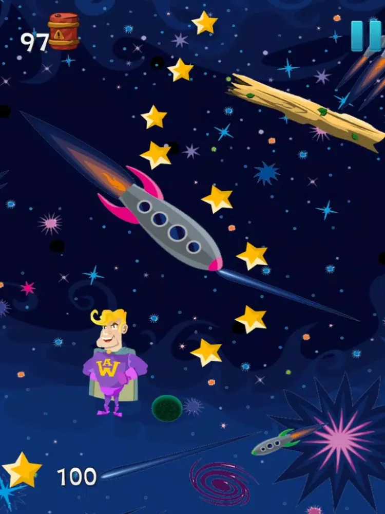 Capturas de pantalla de A super-hero in space – action jumping game from another galaxy with heroes iPad 