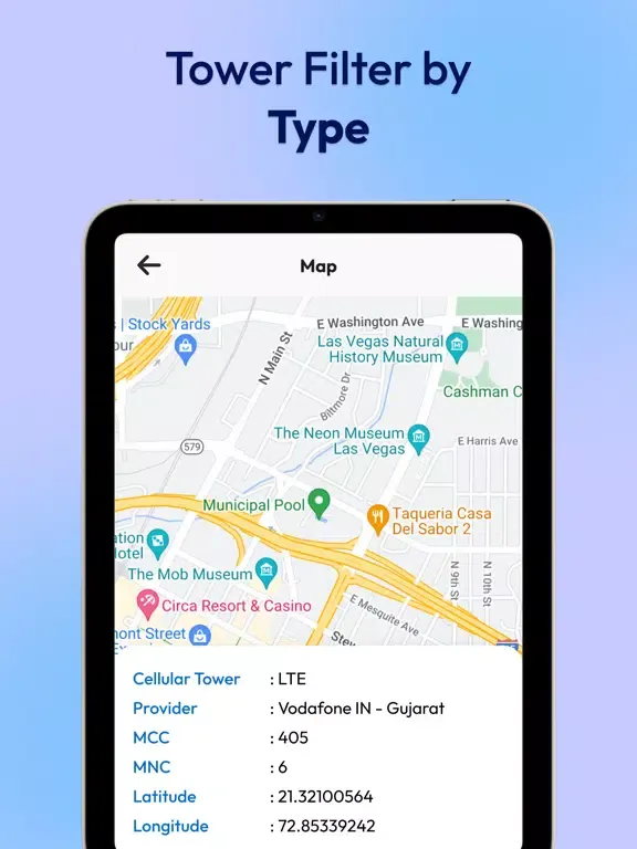 5G/4G LTE Find Cellular Tower iPad Screenshots