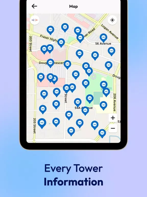 5G/4G LTE Find Cellular Tower iPad Screenshots
