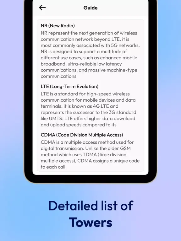 5G/4G LTE Find Cellular Tower iPad Screenshots