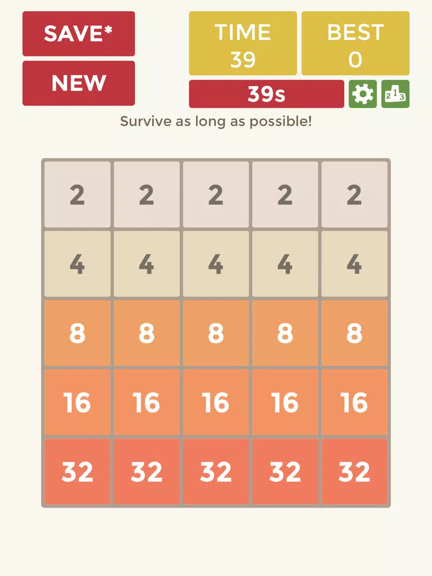 Tangkapan layar 2048 5x5 iPad 