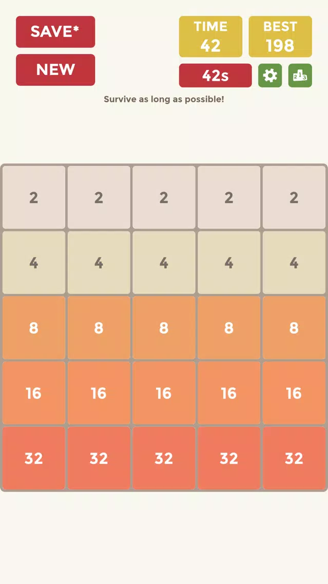 Tangkapan layar 2048 5x5