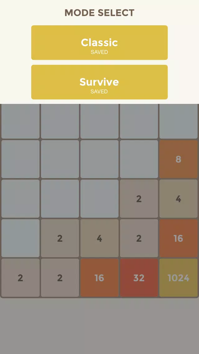 Tangkapan layar 2048 5x5