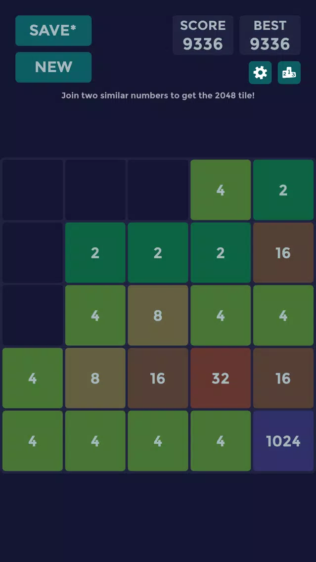 Tangkapan layar 2048 5x5