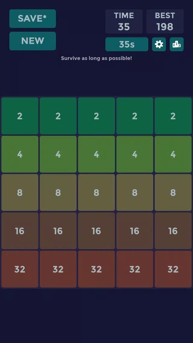 Tangkapan layar 2048 5x5