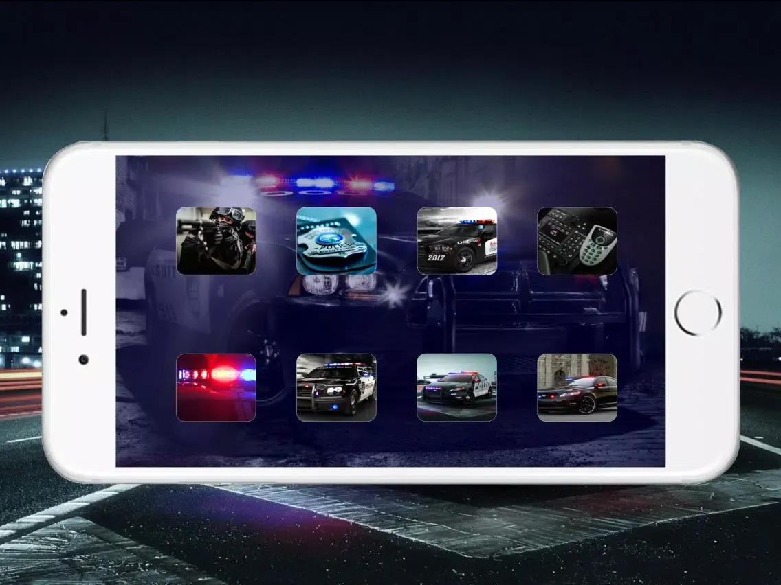 Zrzuty ekranu Police Siren Sound ~ The best emergency radio car sounds with reb/blue strobe (FREE) iPad 