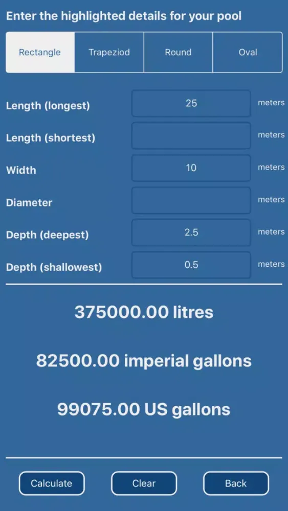 Pool Chemical & Volume Calc স্ক্রিনশট