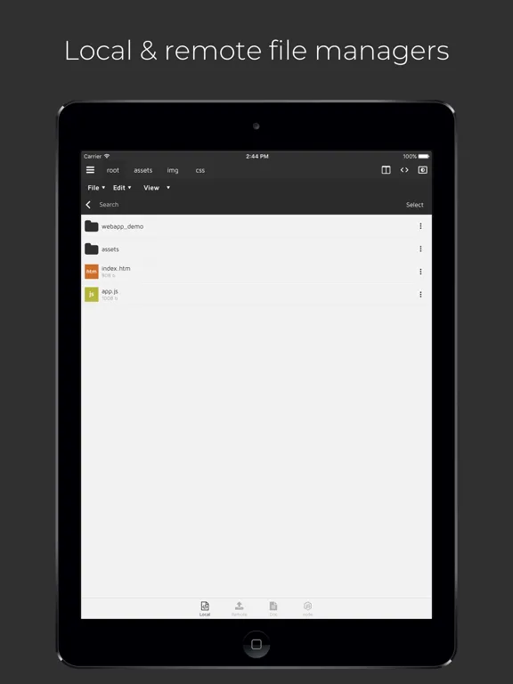 Tangkapan layar Node.js Lab iPad 