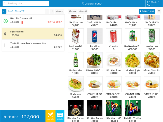 Tangkapan skrin Suno POS Cafe iPad 