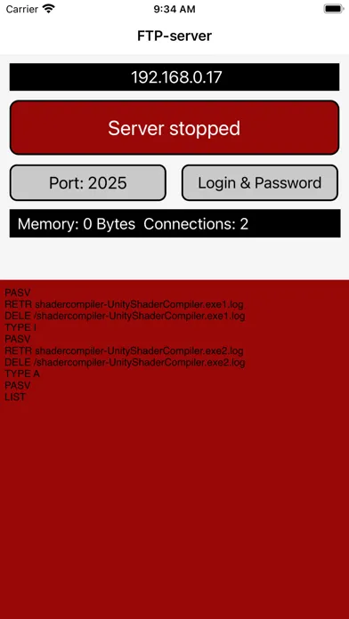 ภาพหน้าจอของ FTP-server