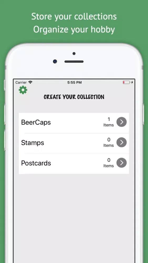 Captures d'écran de iCollect. Collection organiser