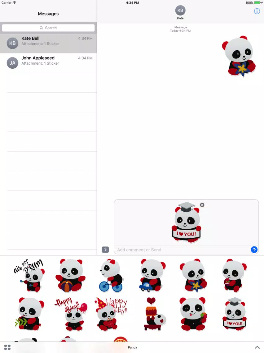 Скриншоты Sweet Panda Messenger Stickers iPad 