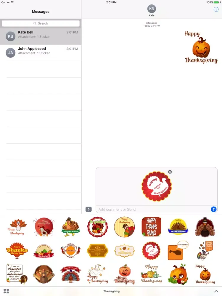 Special Thanksgiving Stickers iPad  Screenshots