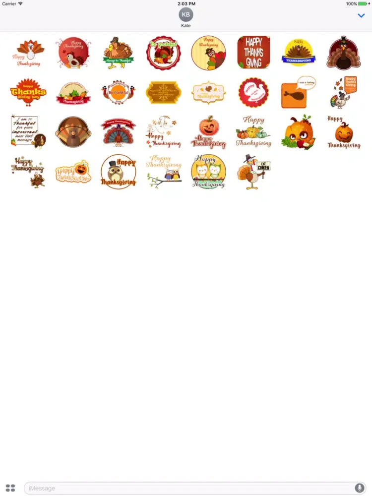 Special Thanksgiving Stickers iPad  Screenshots