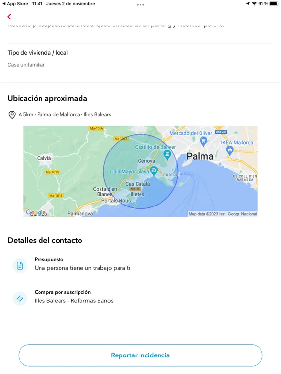 Capturas de tela do Habitissimo para profesionales iPad 