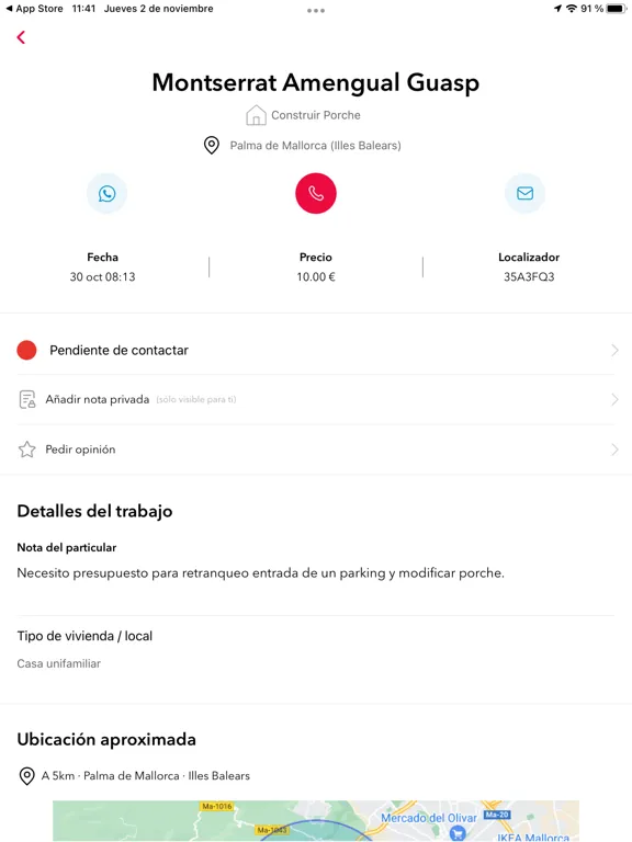 Capturas de tela do Habitissimo para profesionales iPad 