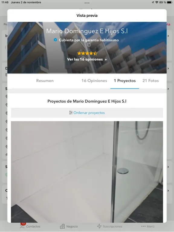 Capturas de tela do Habitissimo para profesionales iPad 