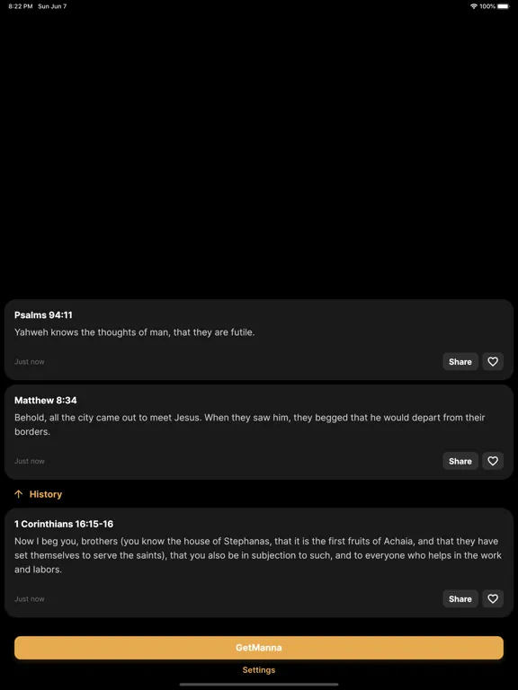 Tangkapan layar GetManna iPad 