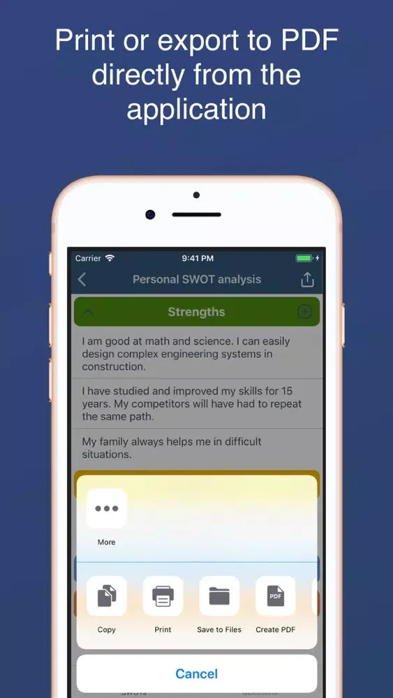 Personal SWOT Questions स्क्रीनशॉट