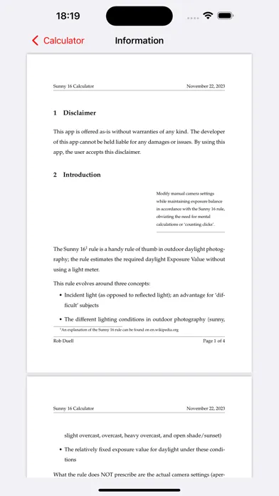 Exposure Equivalence Screenshots