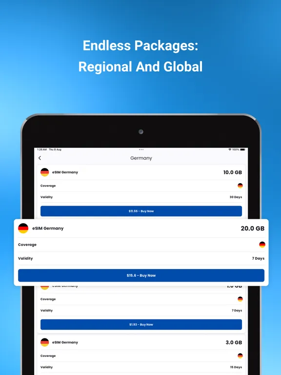 Capturas de pantalla de eSIMply - Internet eSIM iPad 